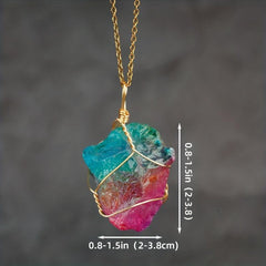 Natural Crystal Stone Pendant Hand Wound Wire Necklace Pendant