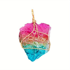 Natural Crystal Stone Pendant Hand Wound Wire Necklace Pendant