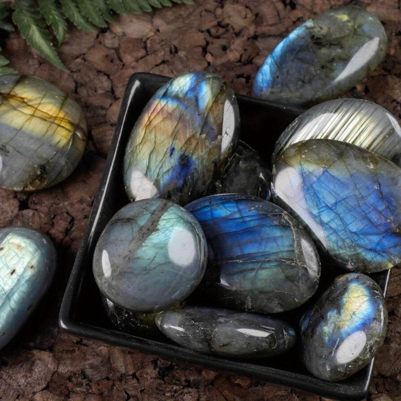 Flashy Labradorite Palm Stone 40-50g Crystals Energy for Jewelry Making