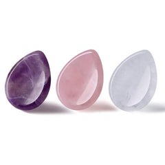 3pc Worry Stone Set Amethyst Rose Quartz Clear Quartz Healing Crystal