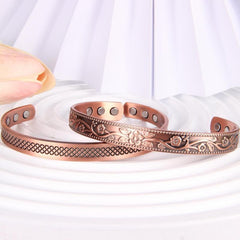 2pcs Copper Magnetic Bracelets for Women and Men - Adjustable Copper Cuff Bangle