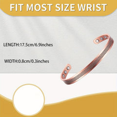 2pcs Copper Magnetic Bracelets for Women and Men - Adjustable Copper Cuff Bangle