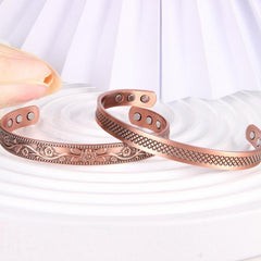 2pcs Copper Magnetic Bracelets for Women and Men - Adjustable Copper Cuff Bangle