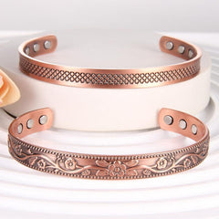 2pcs Copper Magnetic Bracelets for Women and Men - Adjustable Copper Cuff Bangle