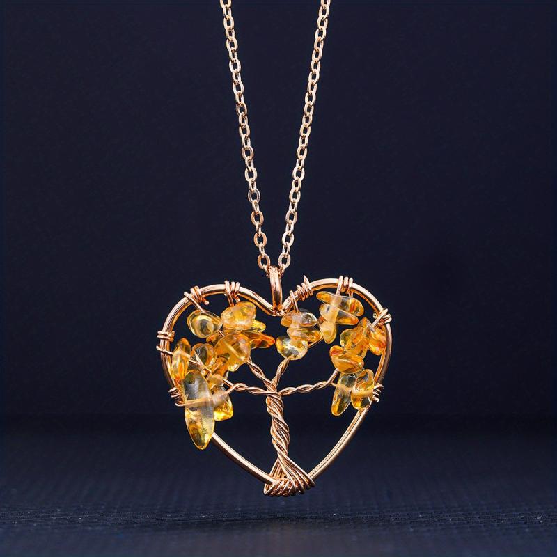 7 Chakra Tree Of Life Pendant Natural Crystal Reiki Healing Necklace