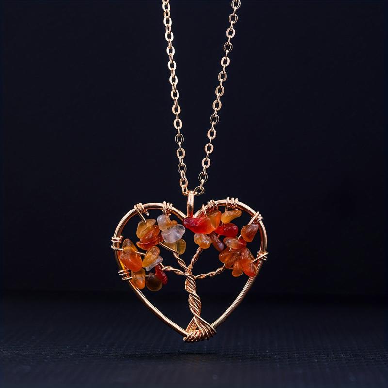 7 Chakra Tree Of Life Pendant Natural Crystal Reiki Healing Necklace