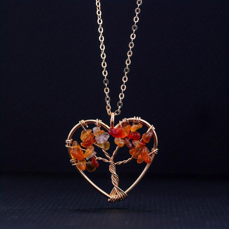 7 Chakra Tree Of Life Pendant Natural Crystal Reiki Healing Necklace