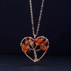 7 Chakra Tree Of Life Pendant Natural Crystal Reiki Healing Necklace
