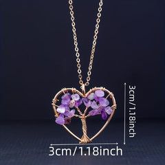 7 Chakra Tree Of Life Pendant Natural Crystal Reiki Healing Necklace