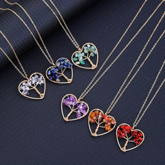 7 Chakra Tree Of Life Pendant Natural Crystal Reiki Healing Necklace