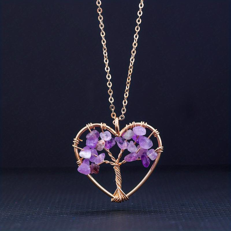 7 Chakra Tree Of Life Pendant Natural Crystal Reiki Healing Necklace
