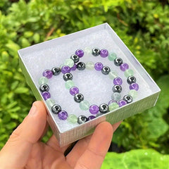 Emotional Balancing Crystal Bracelet with Amethyst and Rhodochrosite
