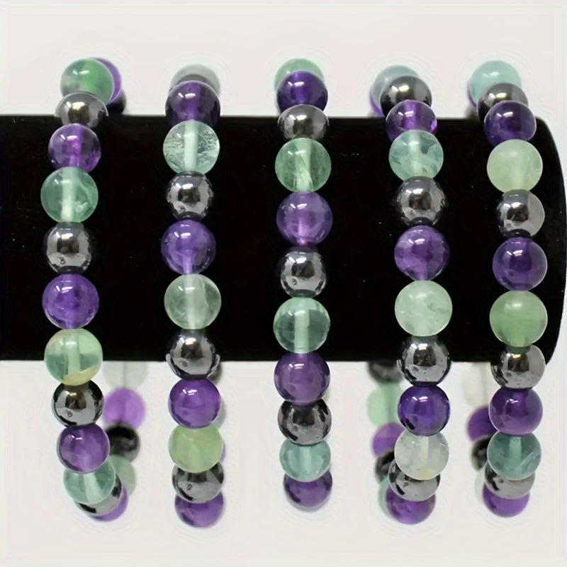Emotional Balancing Crystal Bracelet with Amethyst and Rhodochrosite