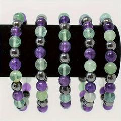 Emotional Balancing Crystal Bracelet with Amethyst and Rhodochrosite