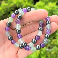 Emotional Balancing Crystal Bracelet with Amethyst and Rhodochrosite