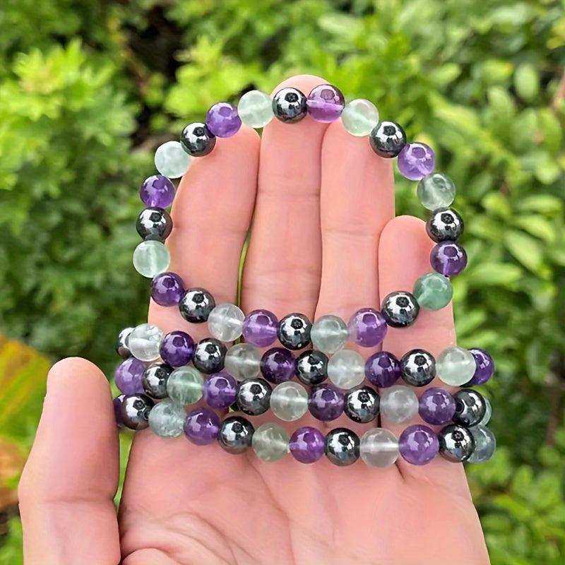 Emotional Balancing Crystal Bracelet with Amethyst and Rhodochrosite