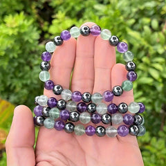Emotional Balancing Crystal Bracelet with Amethyst and Rhodochrosite