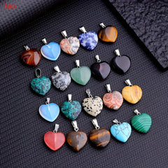 10pcs Natural Stone Crystal Heart Pendant Reiki Wiccan Necklace Pendant