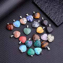 10pcs Natural Stone Crystal Heart Pendant Reiki Wiccan Necklace Pendant