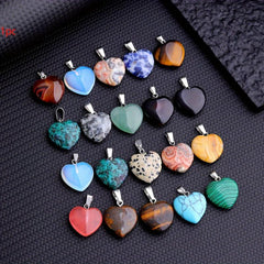 10pcs Natural Stone Crystal Heart Pendant Reiki Wiccan Necklace Pendant