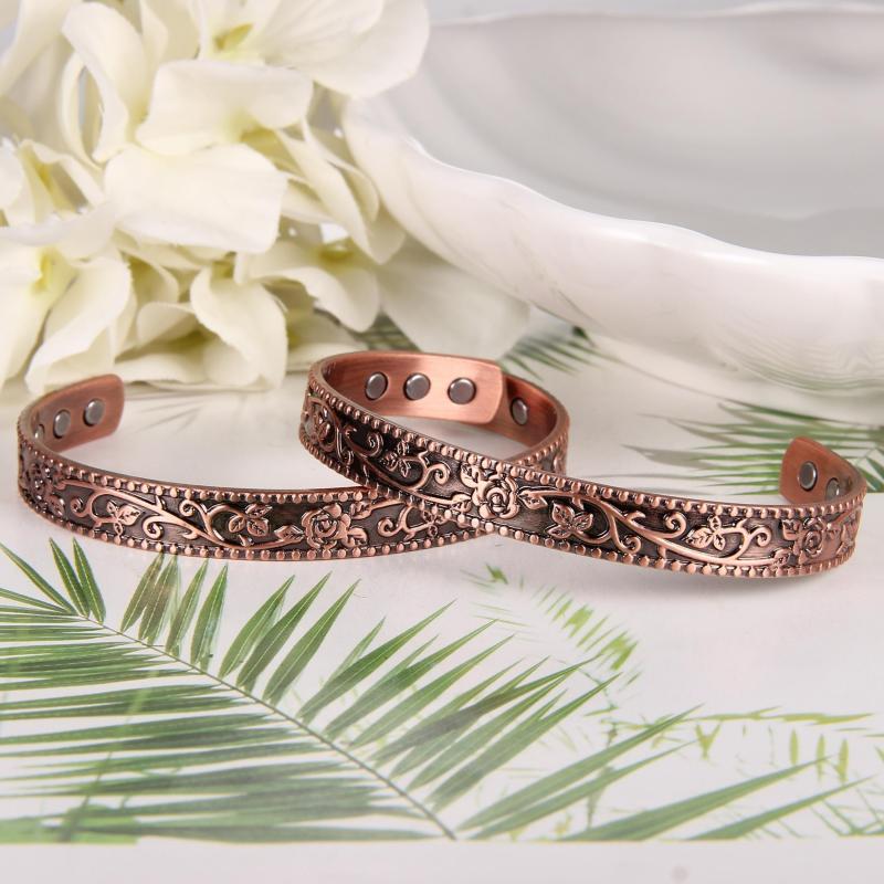 Copper Magnetic Bracelet Cuffs with 3500 Gauss Magnets