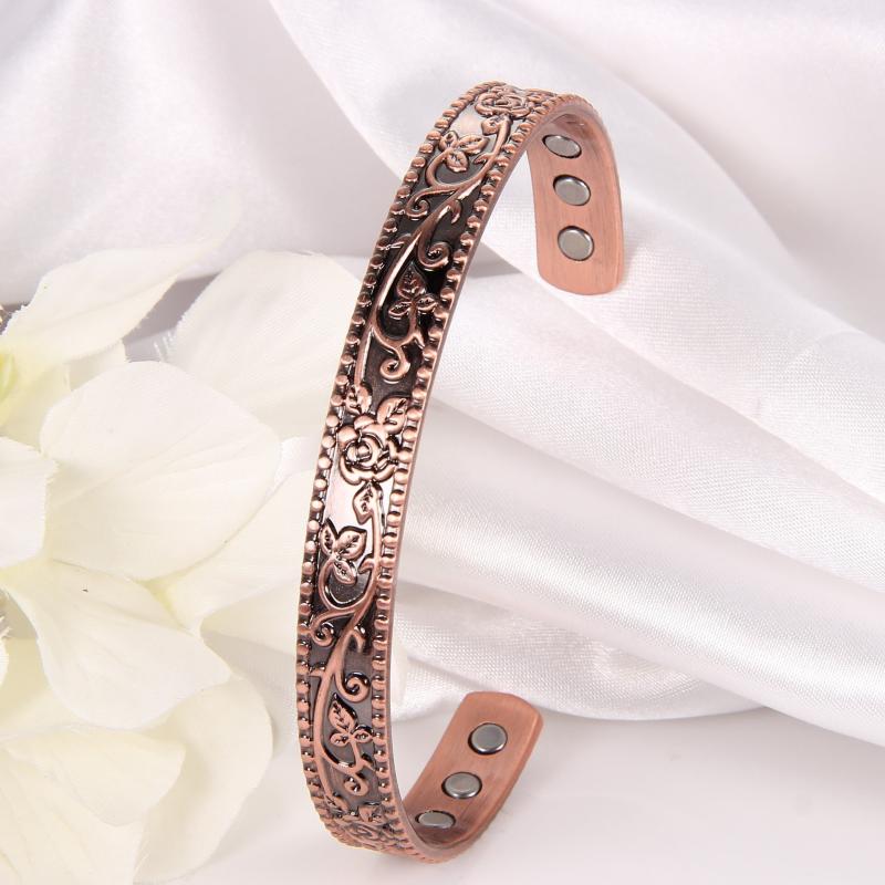 Copper Magnetic Bracelet Cuffs with 3500 Gauss Magnets