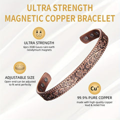 Copper Magnetic Bracelet Cuffs with 3500 Gauss Magnets