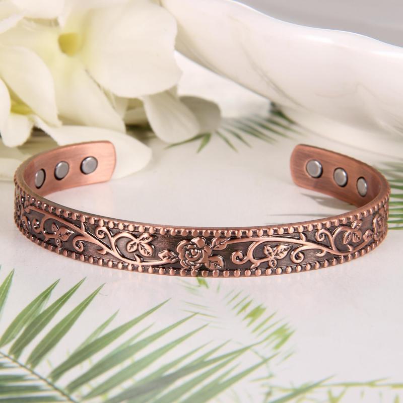 Copper Magnetic Bracelet Cuffs with 3500 Gauss Magnets