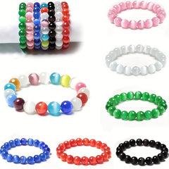100pcs 8mm Dark Cat Eye Beads Round Nude Gemstone Beads for Jewelry Making