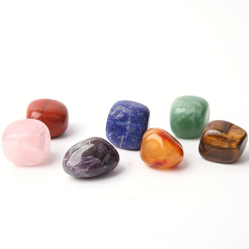 7pc Chakra Healing Crystals Tumbled Stones Polished Crystal with Velvet Bag