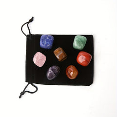 7pc Chakra Healing Crystals Tumbled Stones Polished Crystal with Velvet Bag