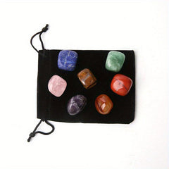 7pc Chakra Healing Crystals Tumbled Stones Polished Crystal with Velvet Bag