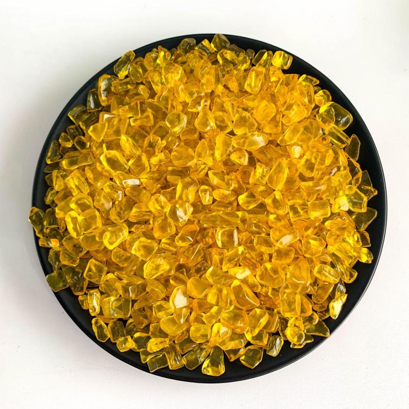 Yellow Glass Crystal Chips Polished Stones Healing Crystals Houseplants Garden