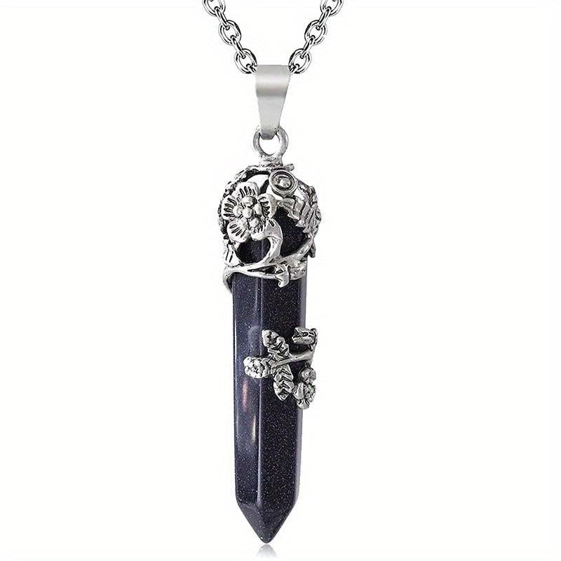 Crystal Flower Pendant Necklace Healing Stone Spiritual