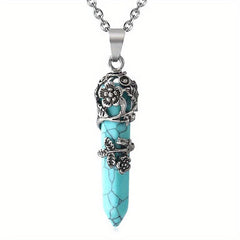 Crystal Flower Pendant Necklace Healing Stone Spiritual