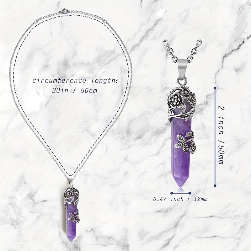 Crystal Flower Pendant Necklace Healing Stone Spiritual