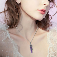 Crystal Flower Pendant Necklace Healing Stone Spiritual