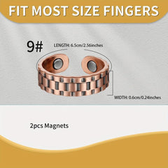 2pcs Copper Bracelets For Men And Copper Ring Grid Pattern Copper Bracelet