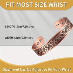 2pcs Copper Bracelets For Men And Copper Ring Grid Pattern Copper Bracelet