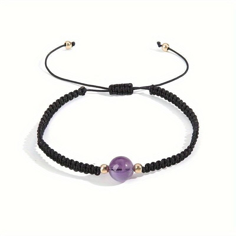 Natural Amethyst Woven Bracelet - Energy Stone Women's Bracelet