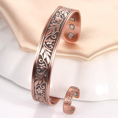 Copper Magnetic Bracelets with Flower Links and Magnets