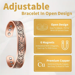Copper Magnetic Bracelets with Flower Links and Magnets