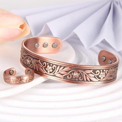 Copper Magnetic Bracelets with Flower Links and Magnets