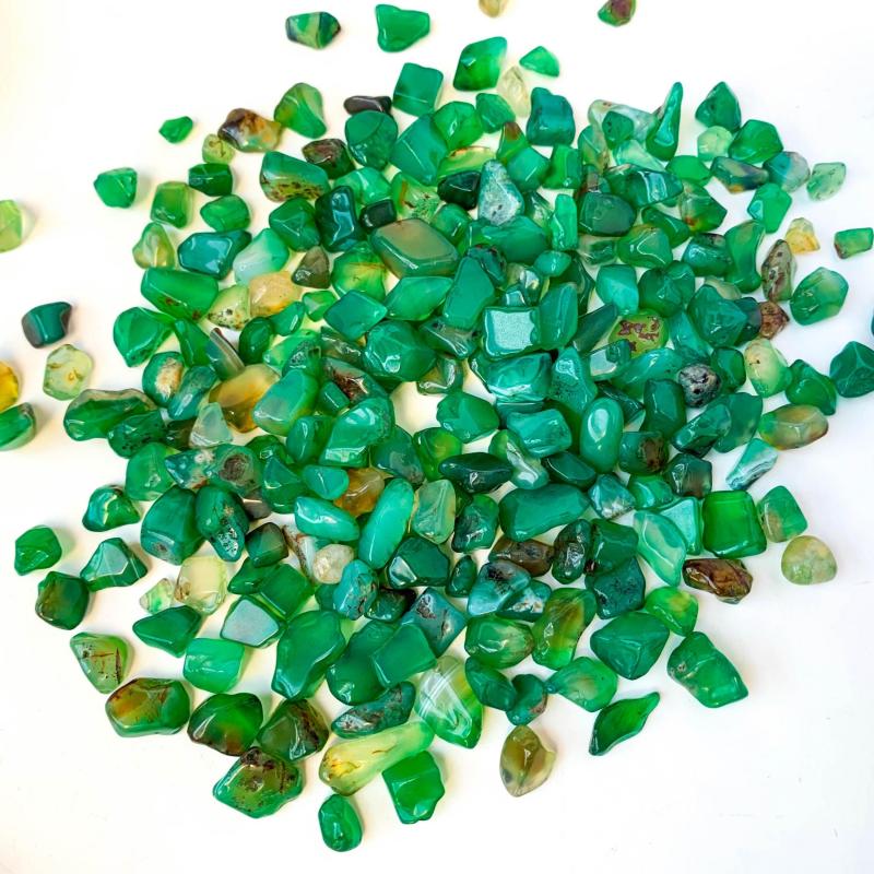 Green Agate Crystal Chips Polished Stones for Jewelry Making
