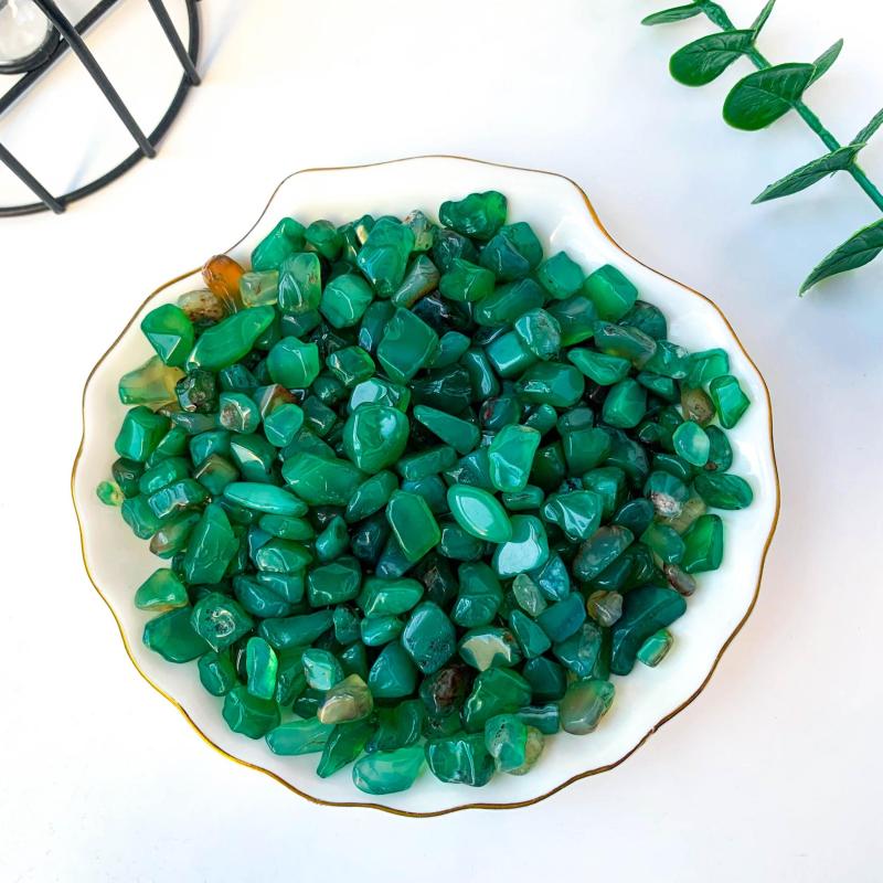 Green Agate Crystal Chips Polished Stones for Jewelry Making