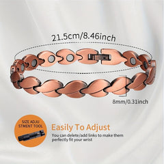 Copper Bracelet For Women - Solid Copper Magnetic Leaf Shape Link Jewelry