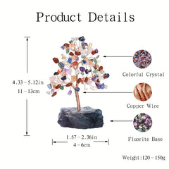 Pink Rose Quartz Crystal Tree Copper Wire Chakra Tree