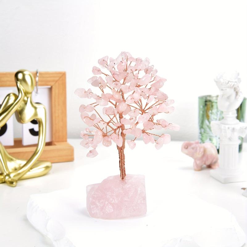Pink Rose Quartz Crystal Tree Copper Wire Chakra Tree