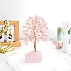Pink Rose Quartz Crystal Tree Copper Wire Chakra Tree