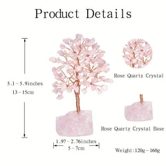 Pink Rose Quartz Crystal Tree Copper Wire Chakra Tree